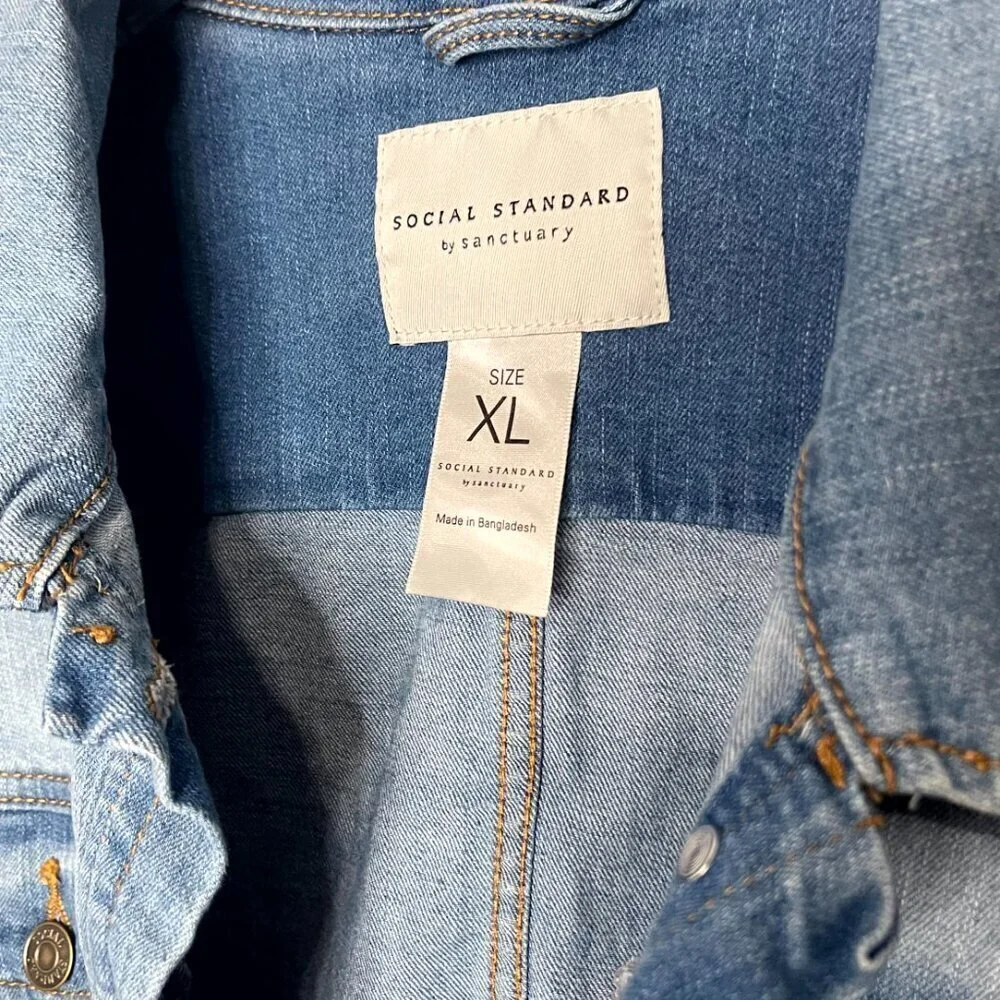 Social Standards by Sanctuary Classic Denim Jean Jacket Size XL - Picture 8 of 9